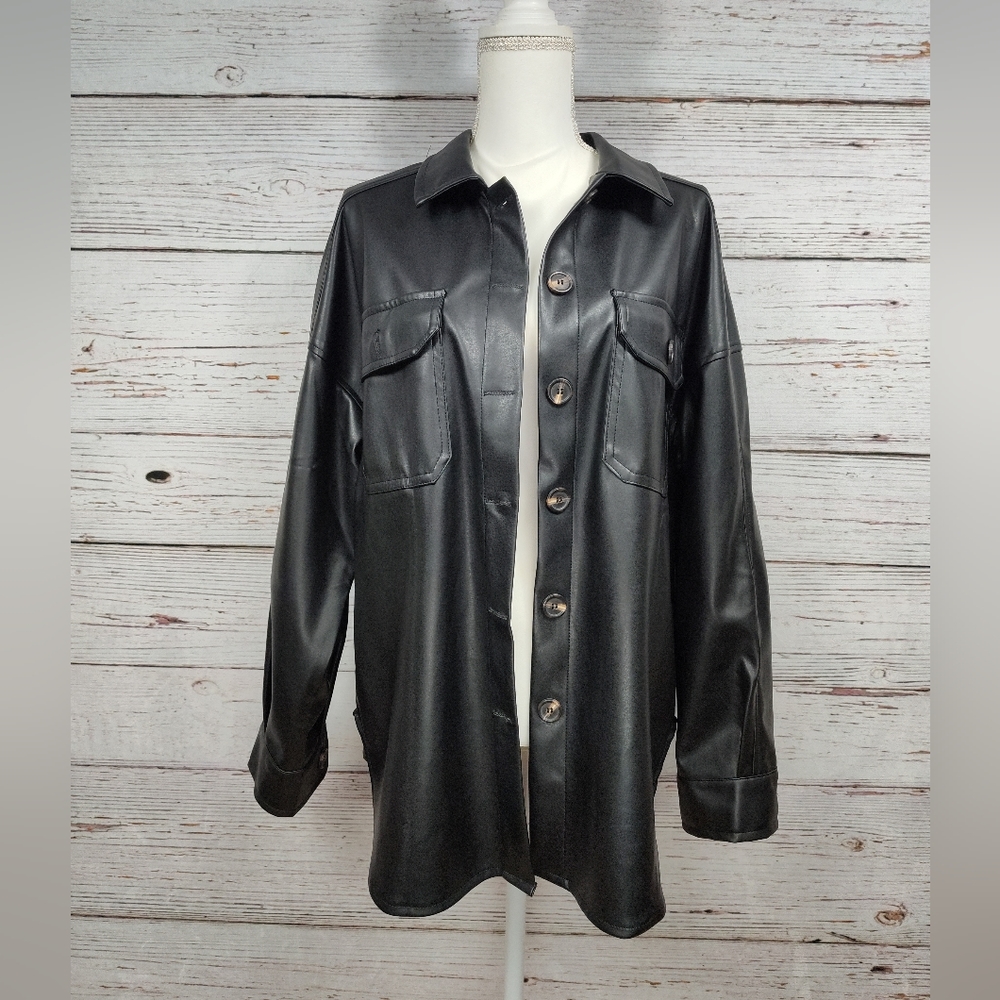 Faux Leather Shacket - Picture 9 of 11